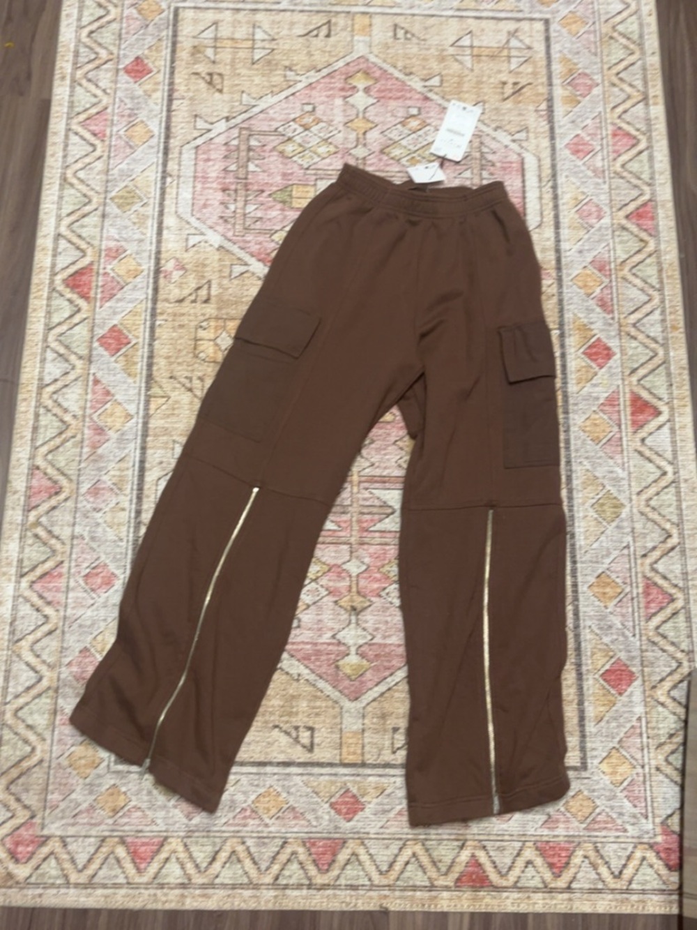 Zara Brown Cargo Zip-Detail Wide Leg Pants